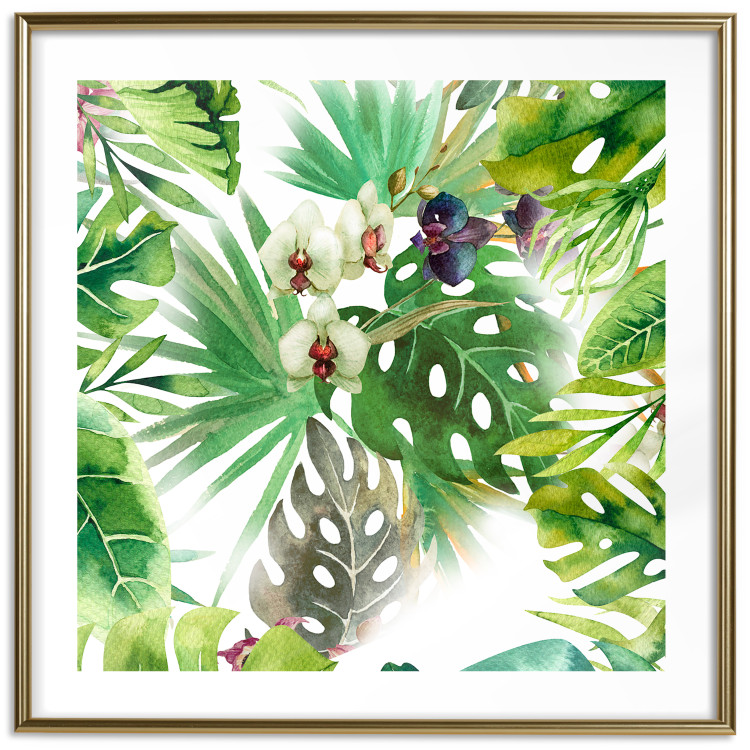 Poster Tropical shadow (square) - botanical composition with green leaves 114353 additionalImage 14
