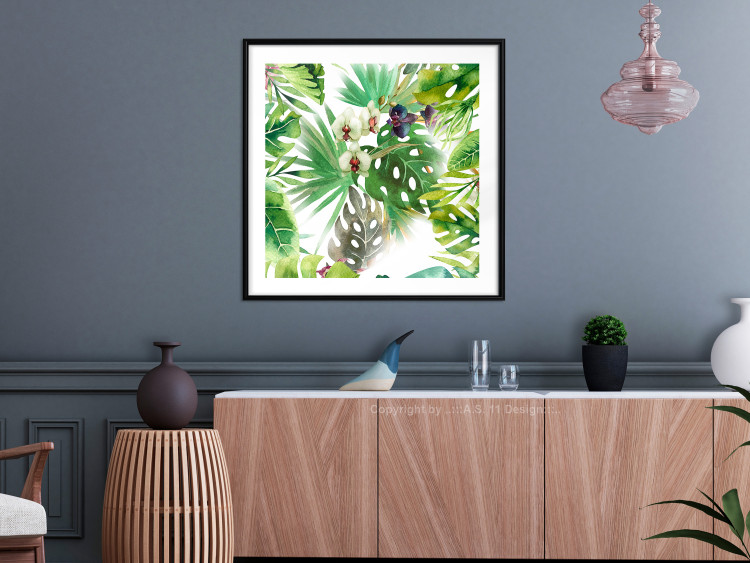 Poster Tropical shadow (square) - botanical composition with green leaves 114353 additionalImage 11