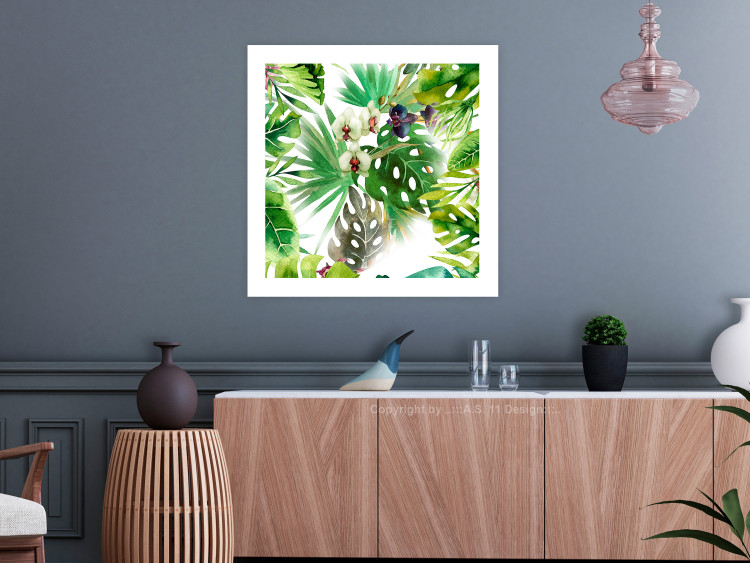 Poster Tropical shadow (square) - botanical composition with green leaves 114353 additionalImage 3