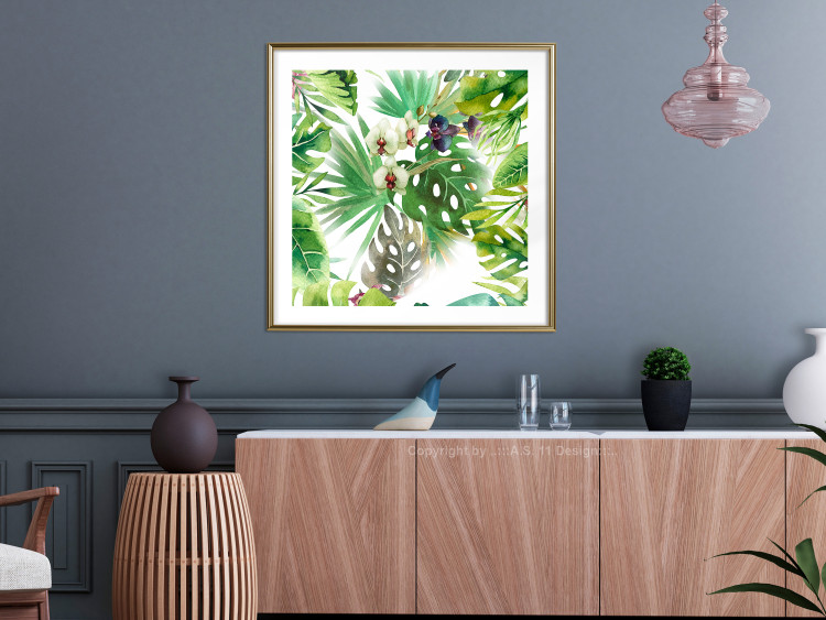 Poster Tropical shadow (square) - botanical composition with green leaves 114353 additionalImage 13