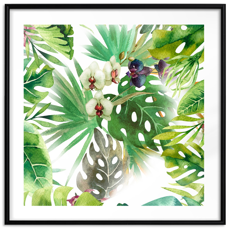 Poster Tropical shadow (square) - botanical composition with green leaves 114353 additionalImage 15