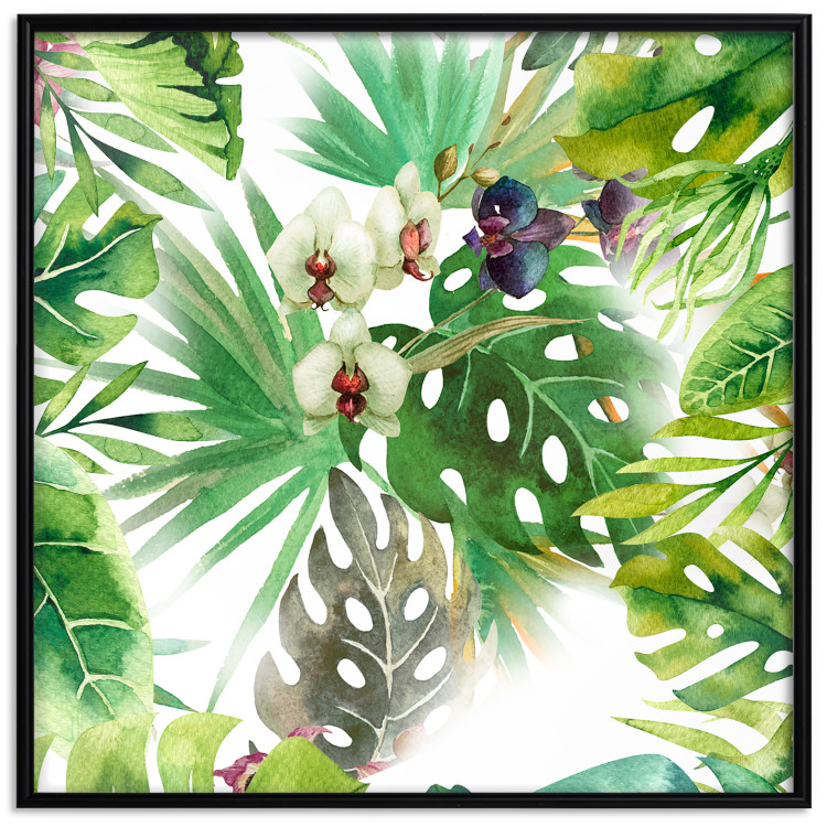 Poster Tropical shadow (square) - botanical composition with green leaves 114353 additionalImage 18