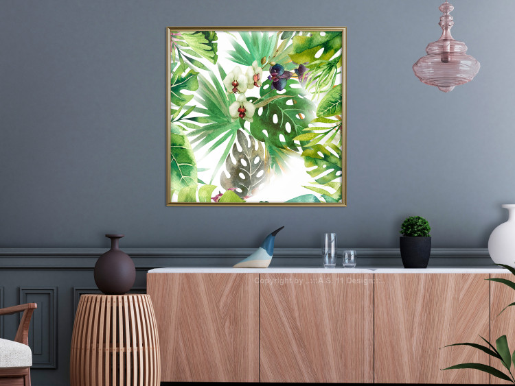 Poster Tropical shadow (square) - botanical composition with green leaves 114353 additionalImage 12