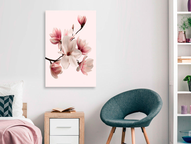 Canvas Art Print Spring Greeting (1-part) - Magnolia Flower in Delicate Hue 117153 additionalImage 3