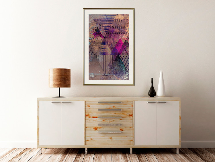 Wall Poster Honey Abstraction - colorful geometric composition with a hint of pink 118253 additionalImage 21