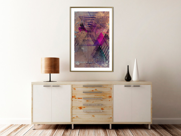 Wall Poster Honey Abstraction - colorful geometric composition with a hint of pink 118253 additionalImage 15