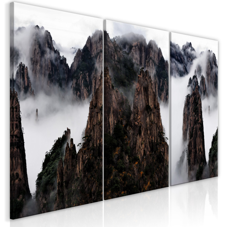 Canvas Print Mountains in Clouds (3-part) - Majestic Landscape in Mist 118453 additionalImage 2