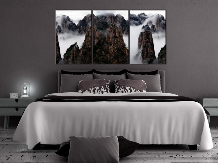 Canvas Print Mountains in Clouds (3-part) - Majestic Landscape in Mist 118453 additionalImage 3