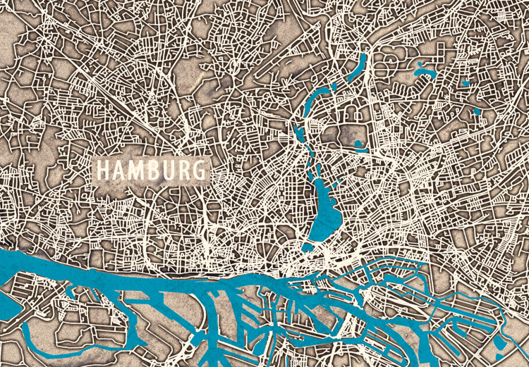 Canvas Discovering Hamburg (1-part) - Germany Map in Brown Hue 118553 additionalImage 5