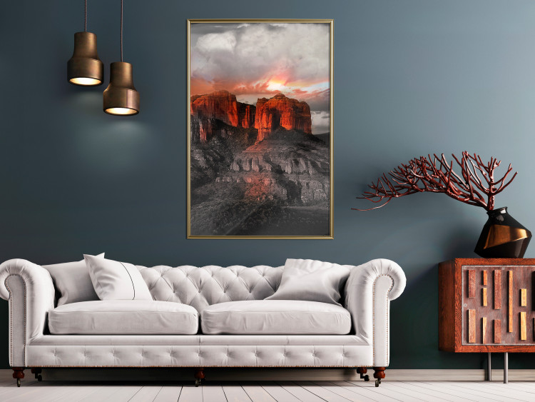 Wall Poster Grand Canyon - mountain landscape against a cloudy sky and sun 119153 additionalImage 9