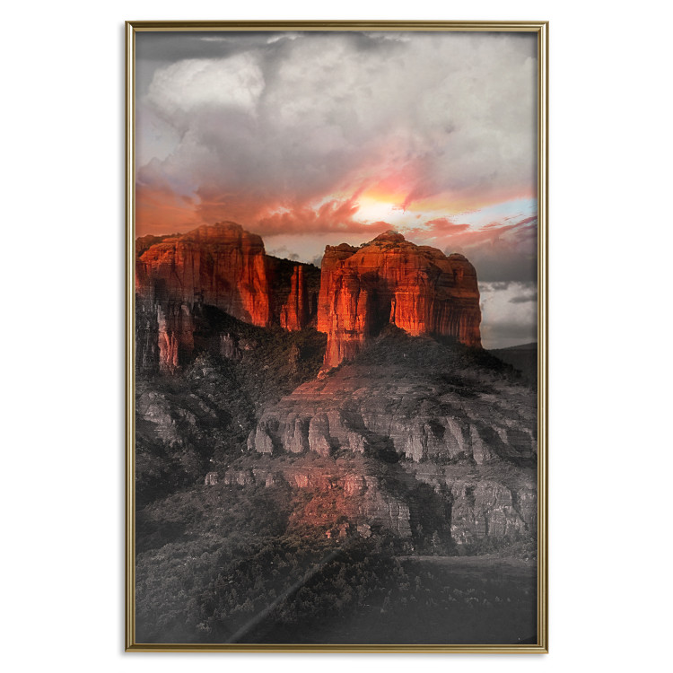 Wall Poster Grand Canyon - mountain landscape against a cloudy sky and sun 119153 additionalImage 16