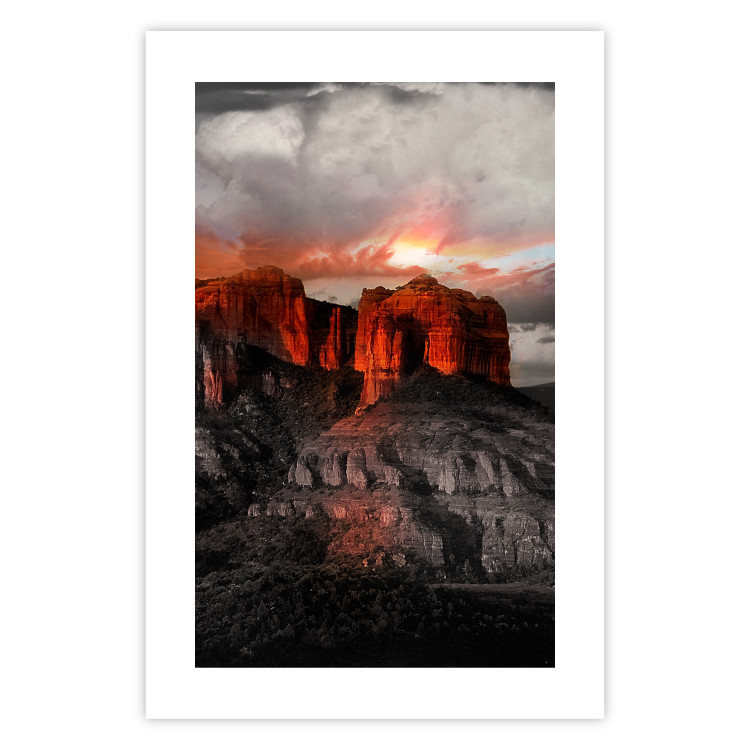Wall Poster Grand Canyon - mountain landscape against a cloudy sky and sun 119153 additionalImage 19