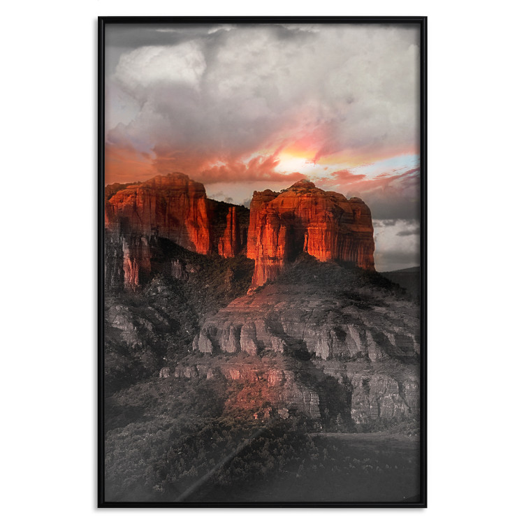 Wall Poster Grand Canyon - mountain landscape against a cloudy sky and sun 119153 additionalImage 18
