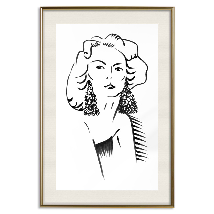 Wall Poster Charming Blonde - simple black and white portrait of an elegant woman 119253 additionalImage 19