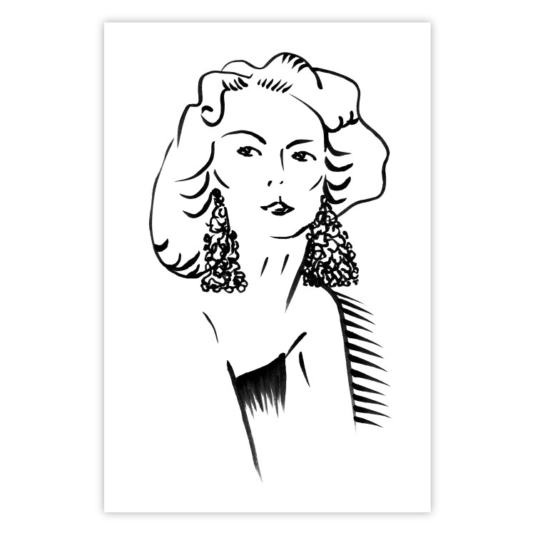 Wall Poster Charming Blonde - simple black and white portrait of an elegant woman 119253