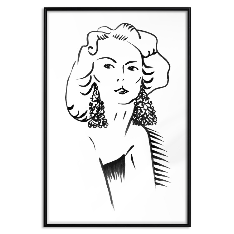 Wall Poster Charming Blonde - simple black and white portrait of an elegant woman 119253 additionalImage 24