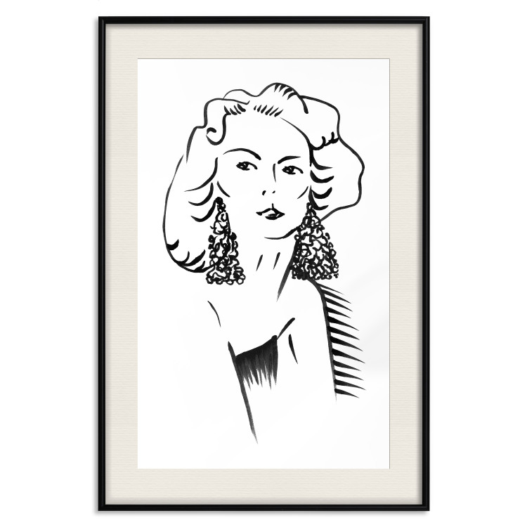 Wall Poster Charming Blonde - simple black and white portrait of an elegant woman 119253 additionalImage 18