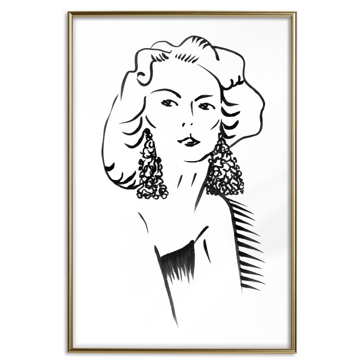Wall Poster Charming Blonde - simple black and white portrait of an elegant woman 119253 additionalImage 20