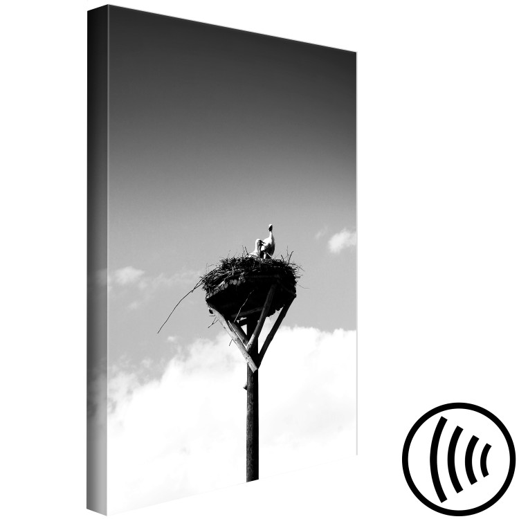 Canvas Art Print Parental horizons - black and white photography with birds and sky 122353 additionalImage 6