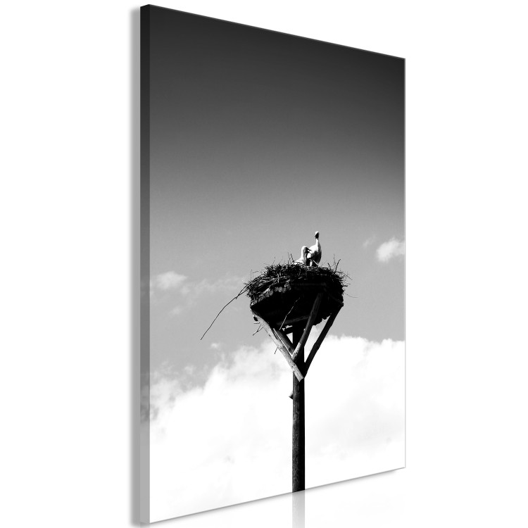 Canvas Art Print Parental horizons - black and white photography with birds and sky 122353 additionalImage 2