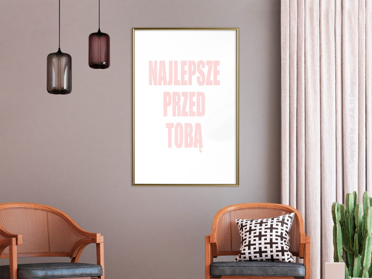 Wall Poster The Best Is Yet to Come - pink text in Polish on a white background 122853 additionalImage 13