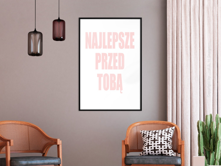 Wall Poster The Best Is Yet to Come - pink text in Polish on a white background 122853 additionalImage 3