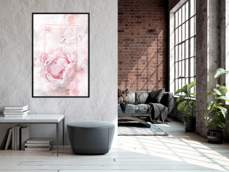 Poster Fleeting Beauty - rectangular figures and pink flowers in the light 123053 additionalImage 5