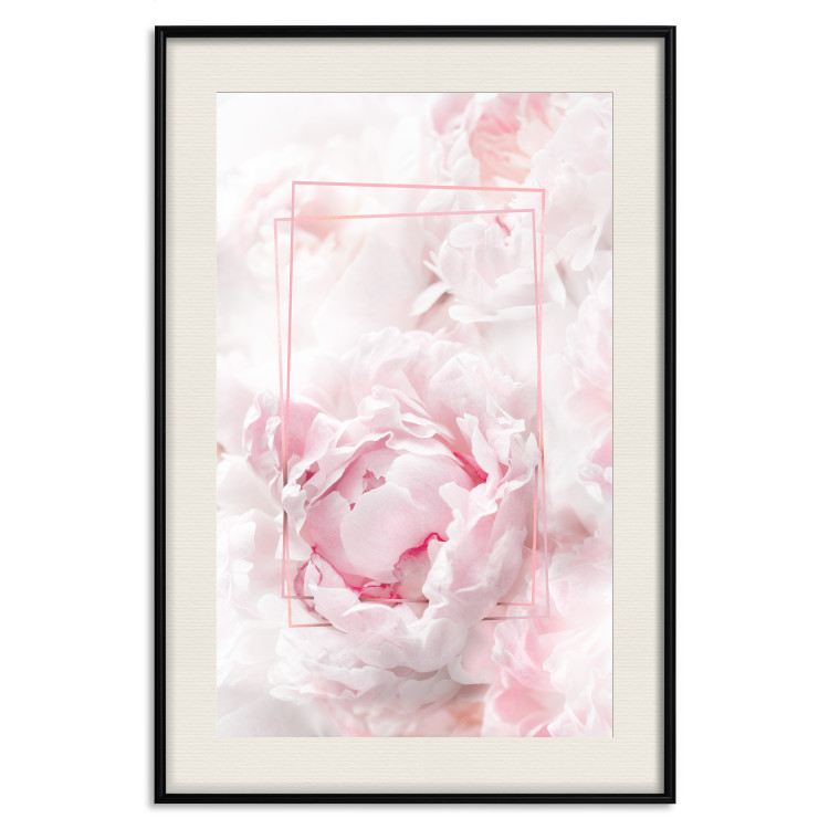 Poster Fleeting Beauty - rectangular figures and pink flowers in the light 123053 additionalImage 18