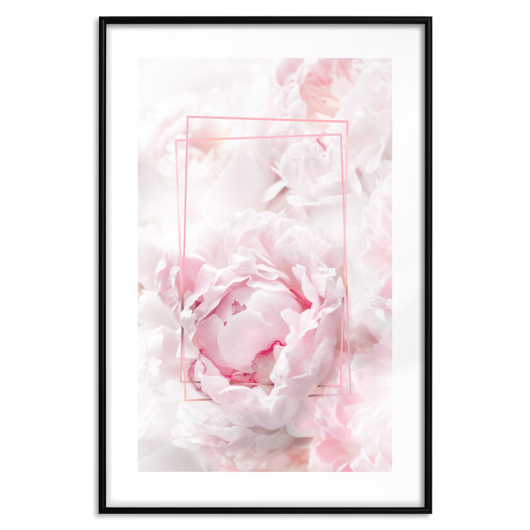 Poster Fleeting Beauty - rectangular figures and pink flowers in the light 123053 additionalImage 15