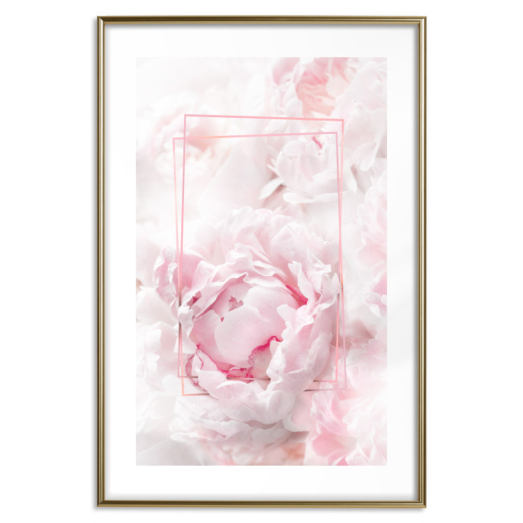 Poster Fleeting Beauty - rectangular figures and pink flowers in the light 123053 additionalImage 14