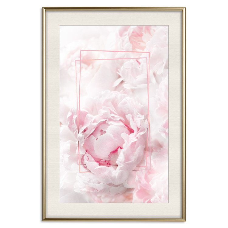Poster Fleeting Beauty - rectangular figures and pink flowers in the light 123053 additionalImage 19