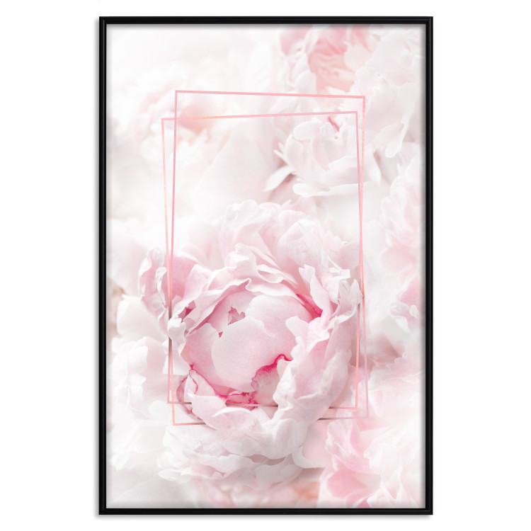 Poster Fleeting Beauty - rectangular figures and pink flowers in the light 123053 additionalImage 24