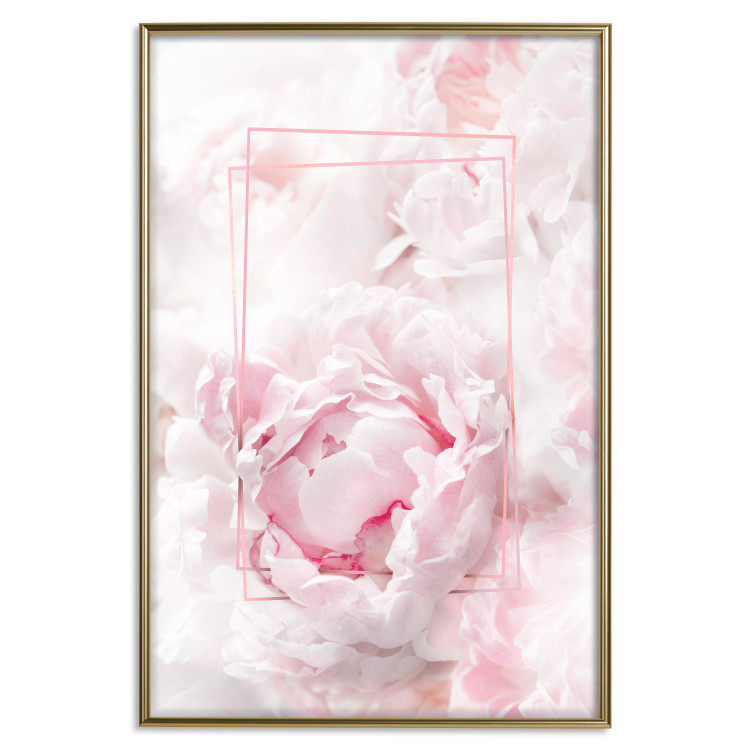 Poster Fleeting Beauty - rectangular figures and pink flowers in the light 123053 additionalImage 16