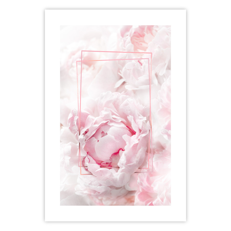 Poster Fleeting Beauty - rectangular figures and pink flowers in the light 123053 additionalImage 19
