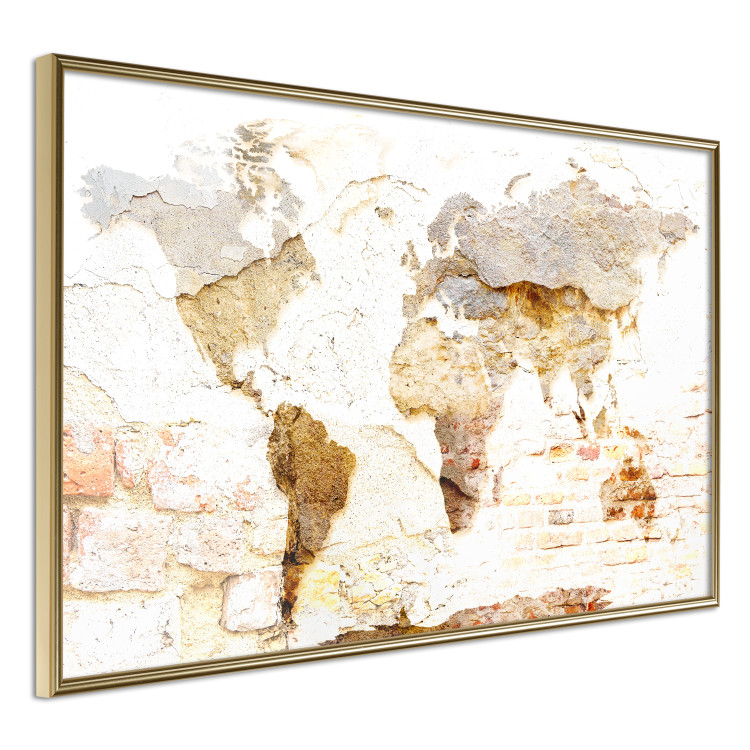 Wall Poster Paint My World - world map on distressed brick texture 123853 additionalImage 10