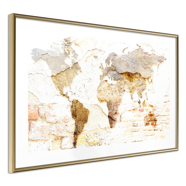 Wall Poster Paint My World - world map on distressed brick texture 123853 additionalImage 9
