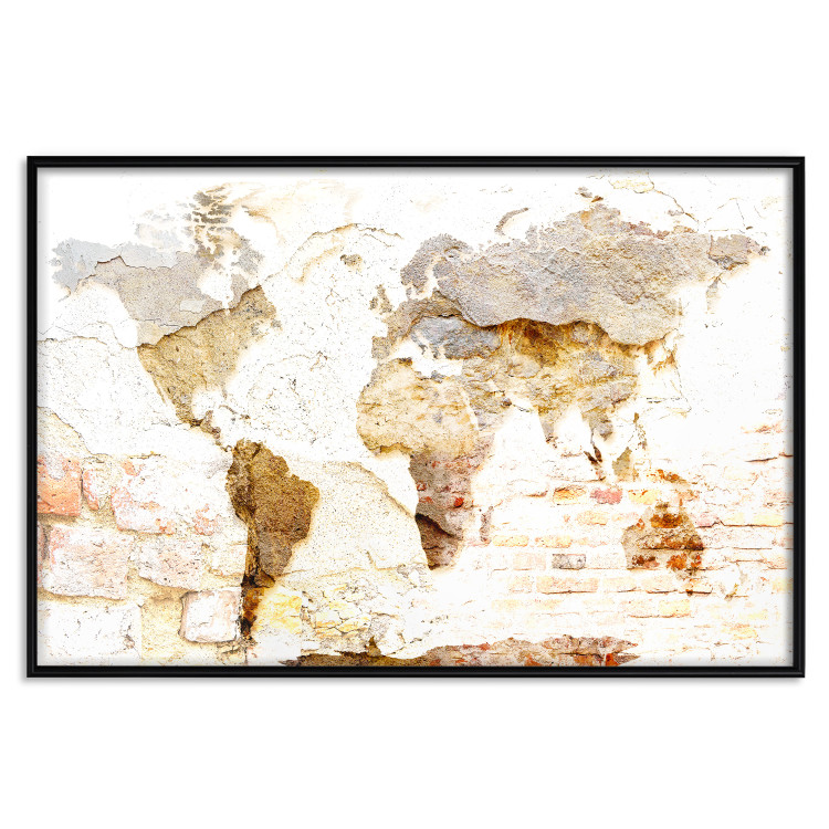 Wall Poster Paint My World - world map on distressed brick texture 123853 additionalImage 18