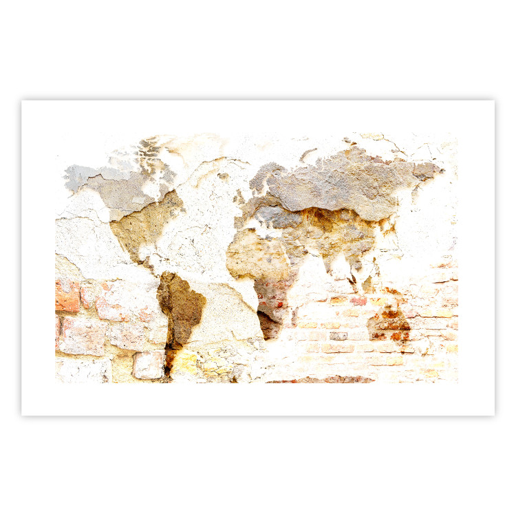 Wall Poster Paint My World - world map on distressed brick texture 123853 additionalImage 19
