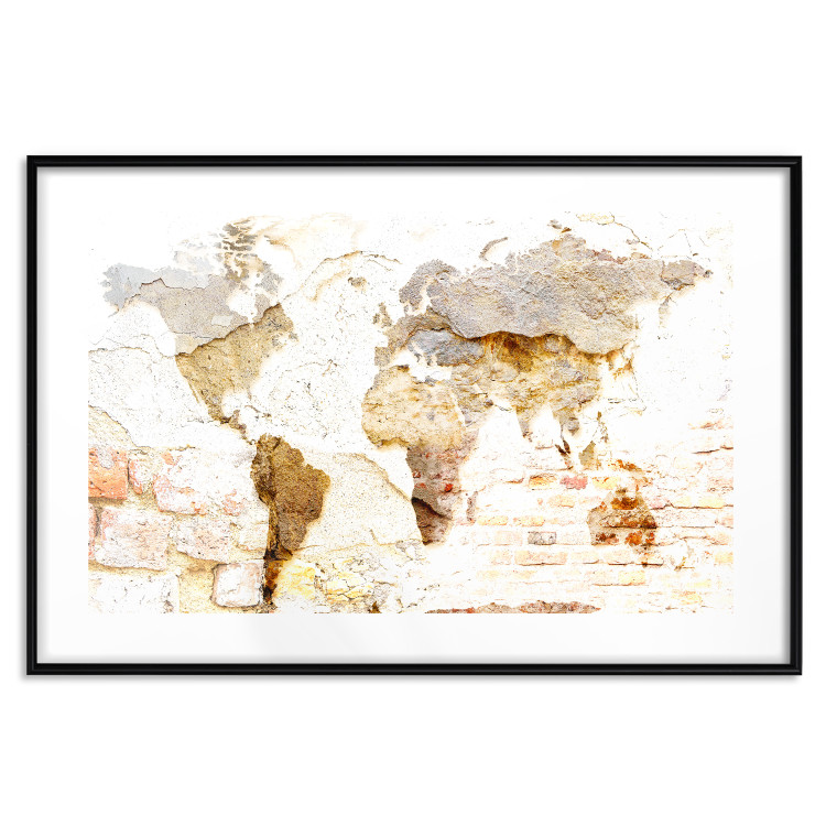 Wall Poster Paint My World - world map on distressed brick texture 123853 additionalImage 15