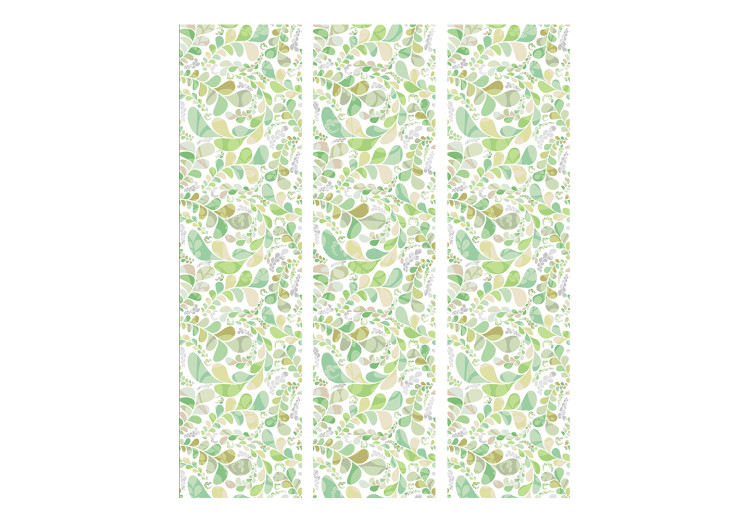 Folding Screen Plant Stained Glass (3-piece) - abstraction filled with green leaves 124353 additionalImage 3