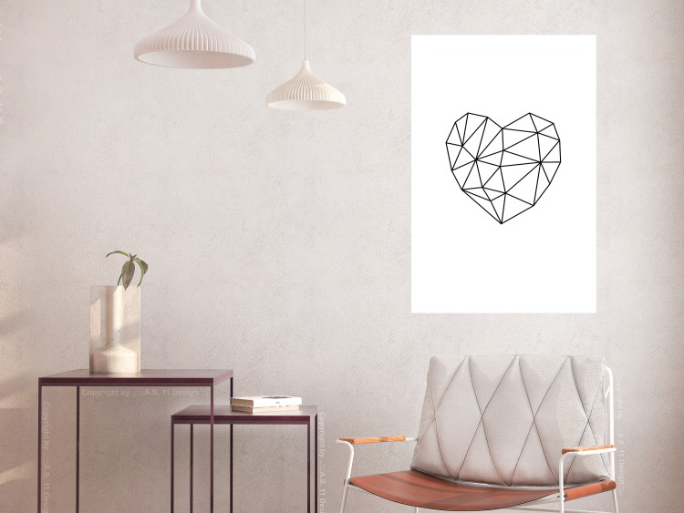 Wall Poster Love Mosaic - black line art heart on a contrasting white background 125453 additionalImage 2