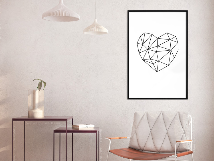 Wall Poster Love Mosaic - black line art heart on a contrasting white background 125453 additionalImage 3
