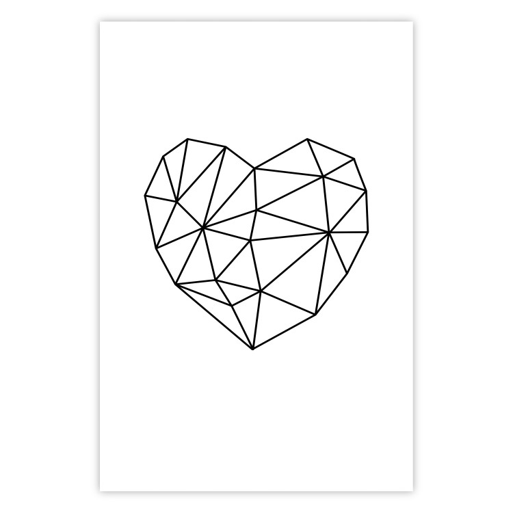 Wall Poster Love Mosaic - black line art heart on a contrasting white background 125453