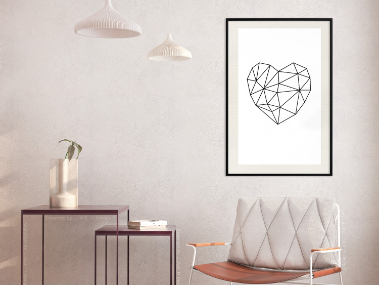 Wall Poster Love Mosaic - black line art heart on a contrasting white background 125453 additionalImage 22