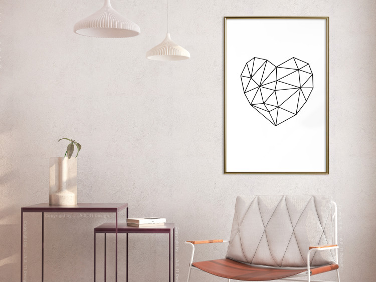 Wall Poster Love Mosaic - black line art heart on a contrasting white background 125453 additionalImage 7