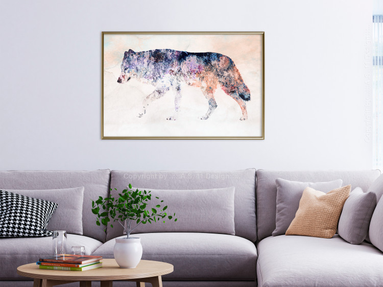 Wall Poster Lonely Wolf - colorful animal in an abstract style on a light background 126953 additionalImage 7