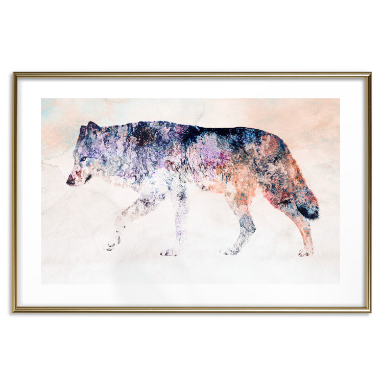 Wall Poster Lonely Wolf - colorful animal in an abstract style on a light background 126953 additionalImage 14