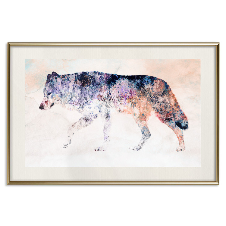 Wall Poster Lonely Wolf - colorful animal in an abstract style on a light background 126953 additionalImage 20
