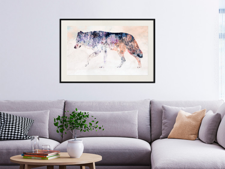 Wall Poster Lonely Wolf - colorful animal in an abstract style on a light background 126953 additionalImage 24