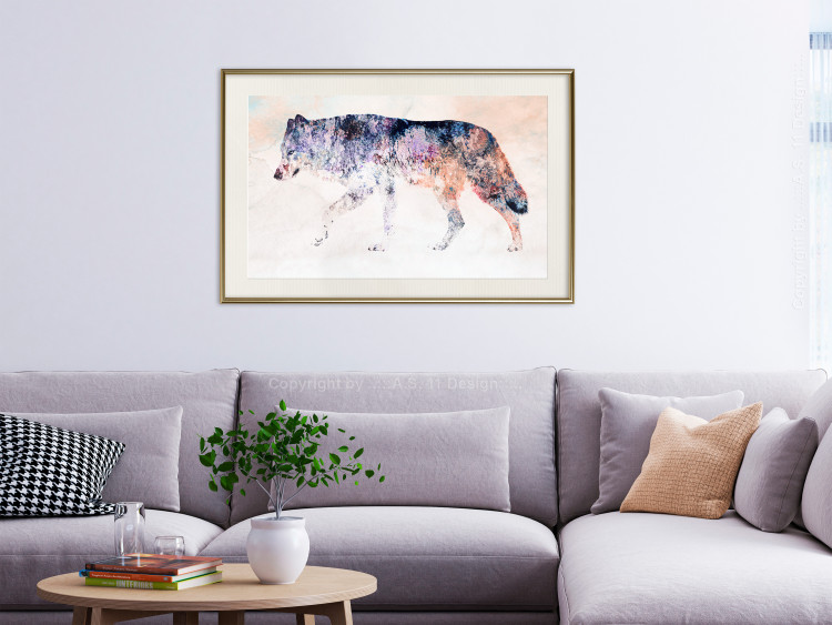 Wall Poster Lonely Wolf - colorful animal in an abstract style on a light background 126953 additionalImage 22